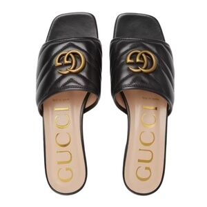 Gucci Black and Gold Sandals